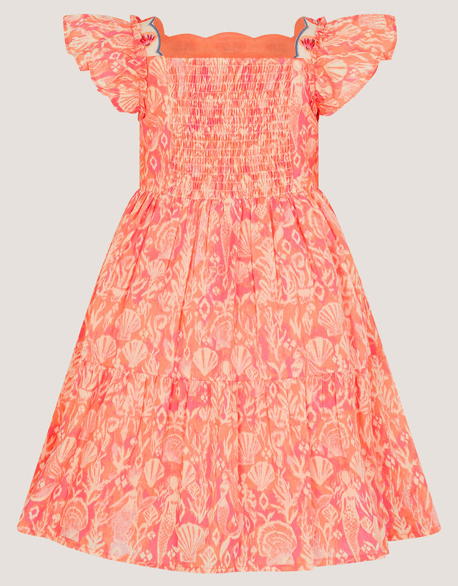 Embroidered Shell Print Dress, Pink (PINK), large