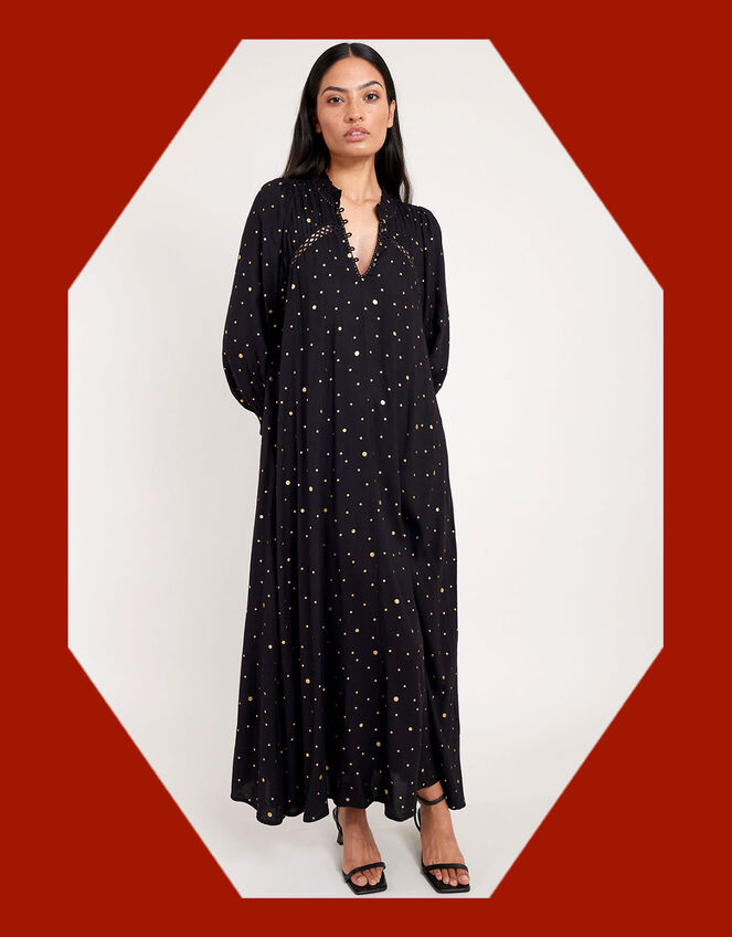 East Micah Foil Print Dress, Black (BLACK), large