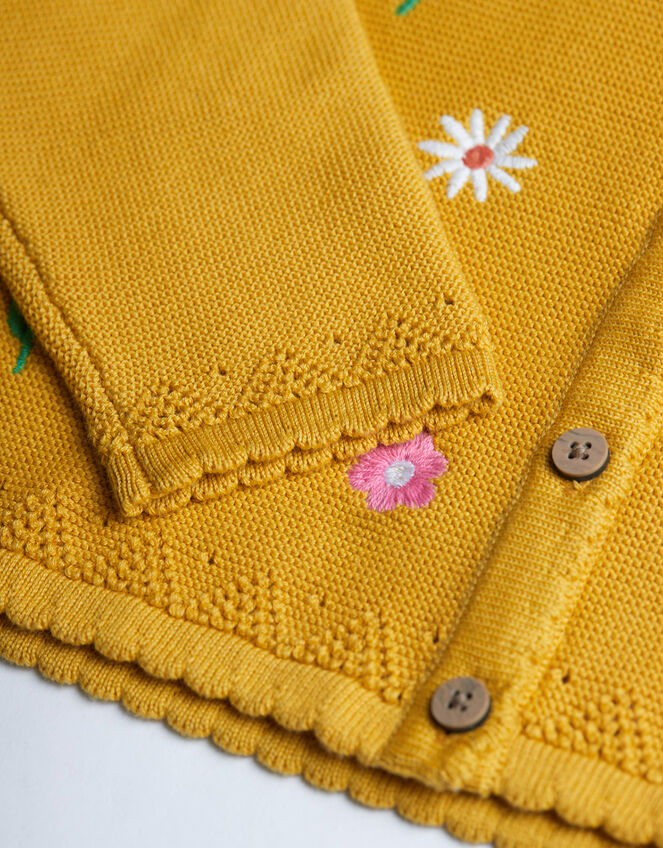 Frugi Maia Embroidered Cardigan, Yellow (YELLOW), large