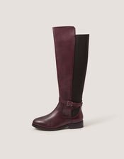 Milly Leather Knee High Boots , Red (BURGUNDY), large