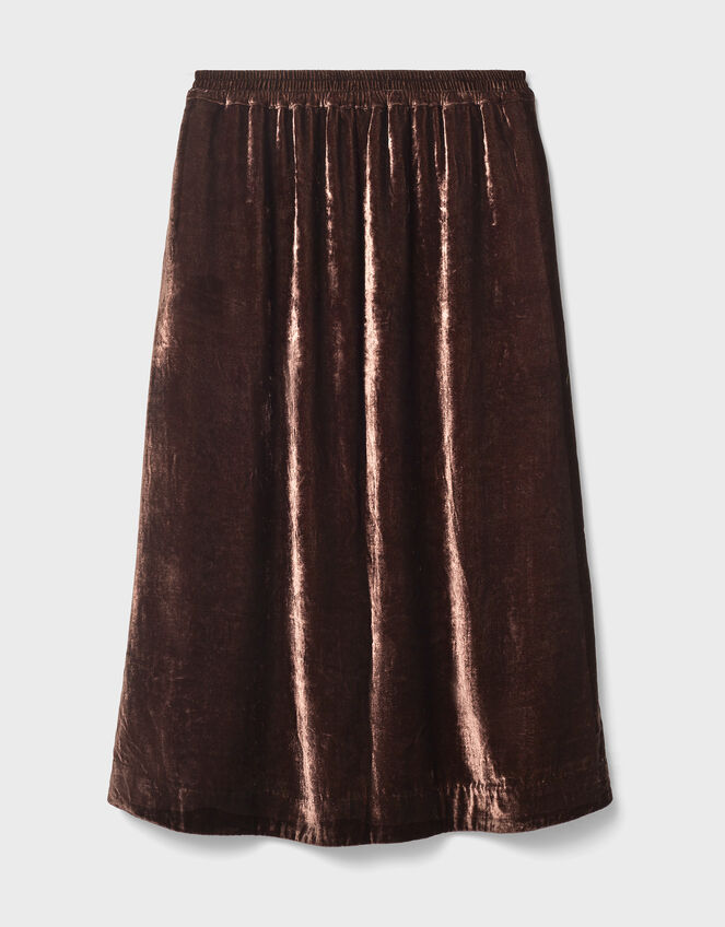 East Laurie Velvet Midi Skirt, Brown (DARK BROWN), large