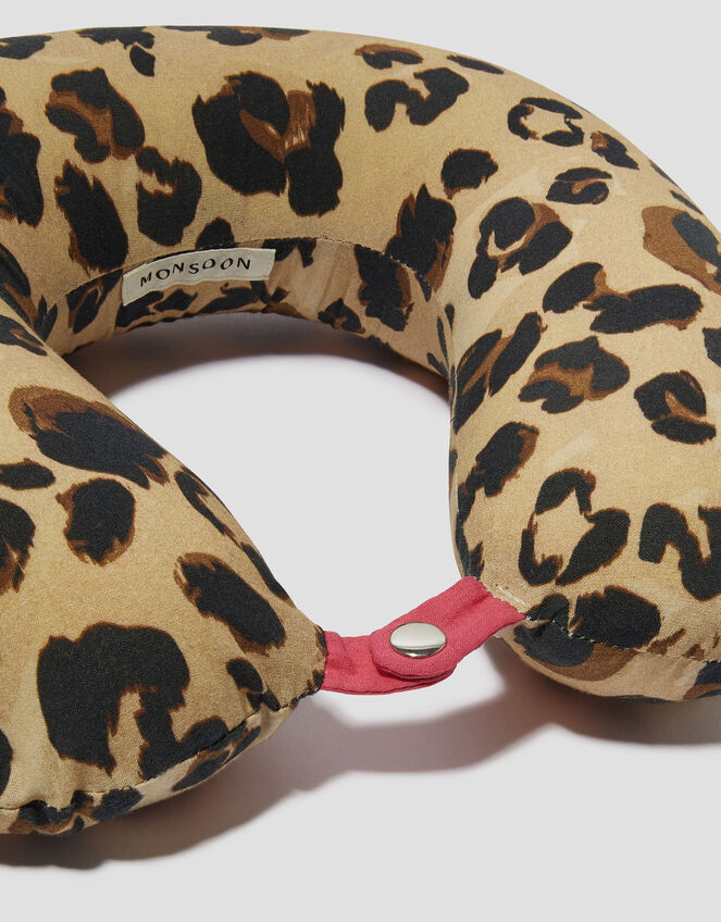 Leopard Print Travel Pillow, Natural (NEUTRAL), large