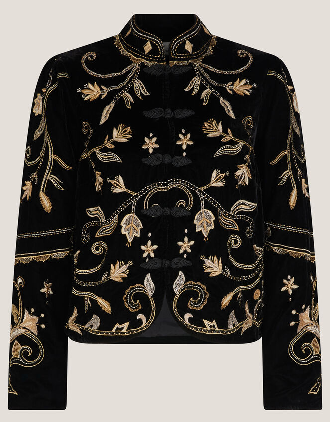 Farah Embroidered Velvet Jacket, Black (BLACK), large