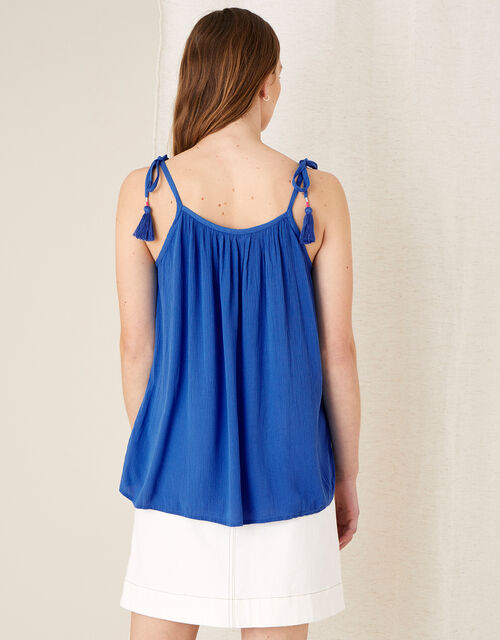 Embroidered Cami Top in LENZING™ ECOVERO™ , Blue (BLUE), large