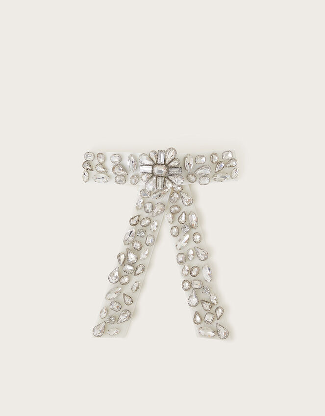 Gemstone Bow Hair Clip, , large