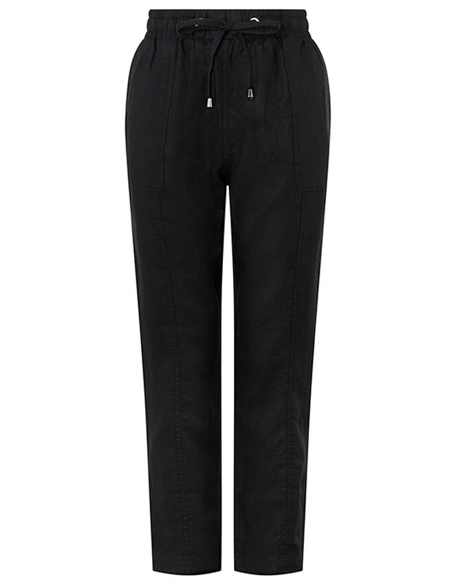 Lightweight Joggers in Pure Linen, Black (BLACK), large