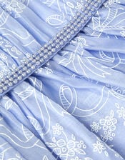 Lily Floral Print Tiered Dress, Blue (BLUE), large