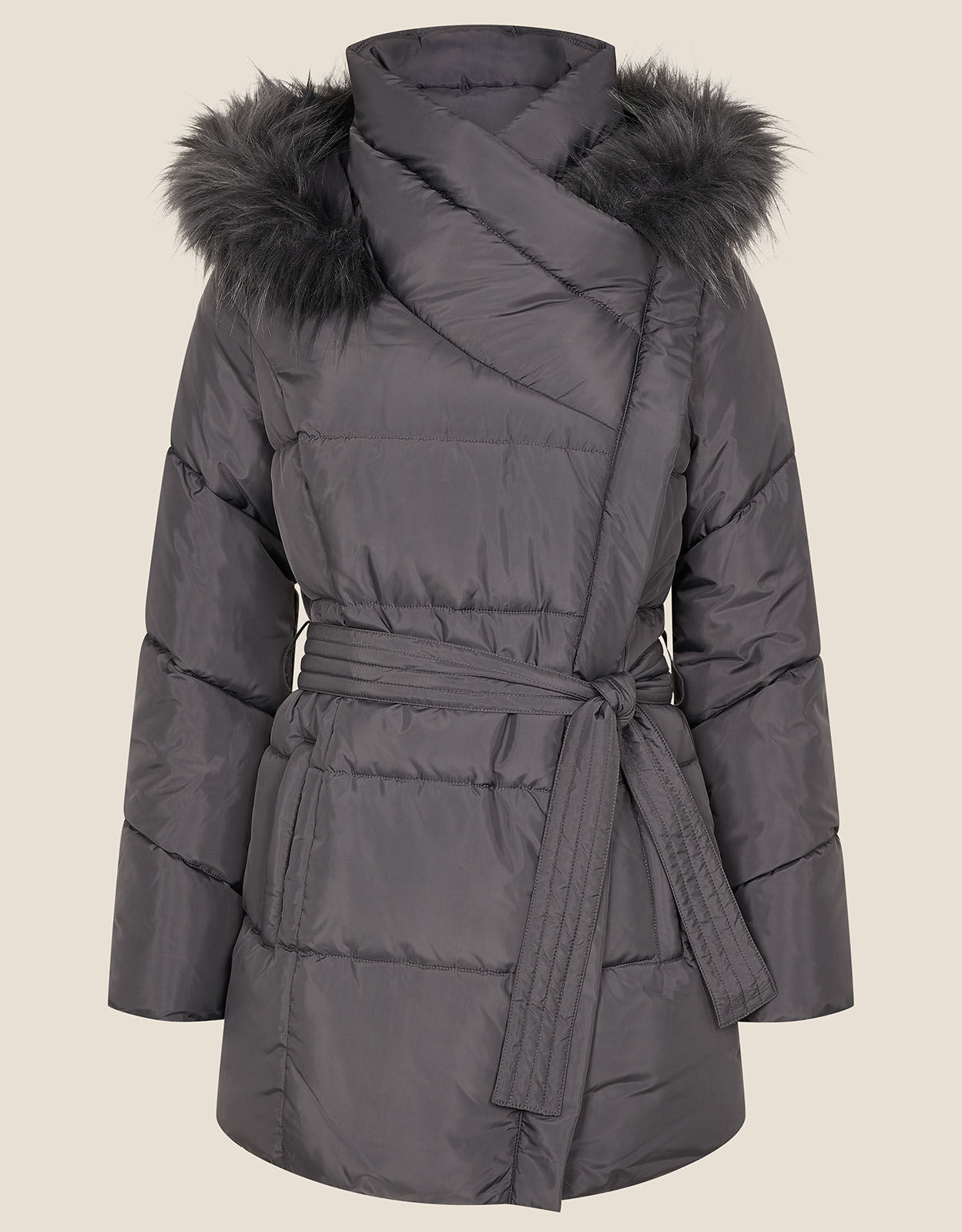 Sherry grey padded hotsell faux fur hooded coat