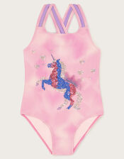 Embellished Unicorn Swimsuit, Pink (PALE PINK), large