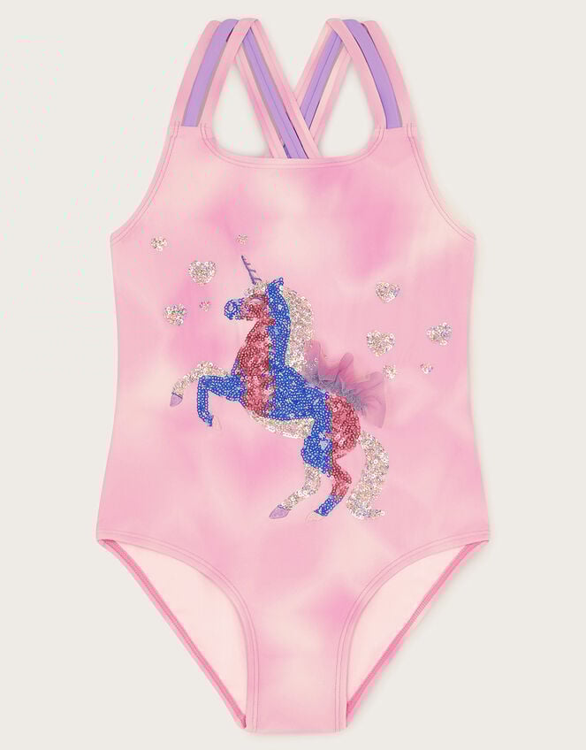Embellished Unicorn Swimsuit, Pink (PALE PINK), large