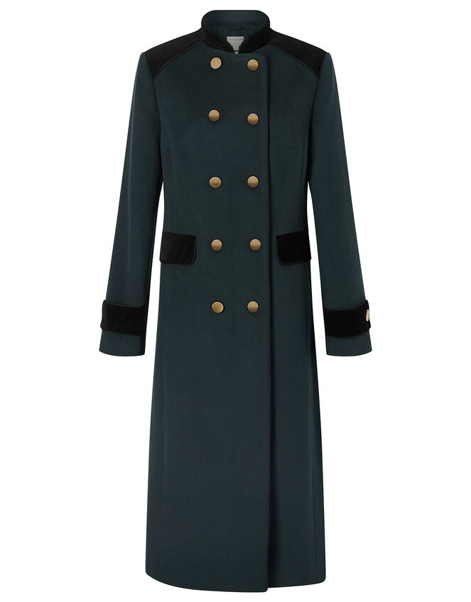 Maddie Military Coat in Wool Blend, Green (GREEN), large