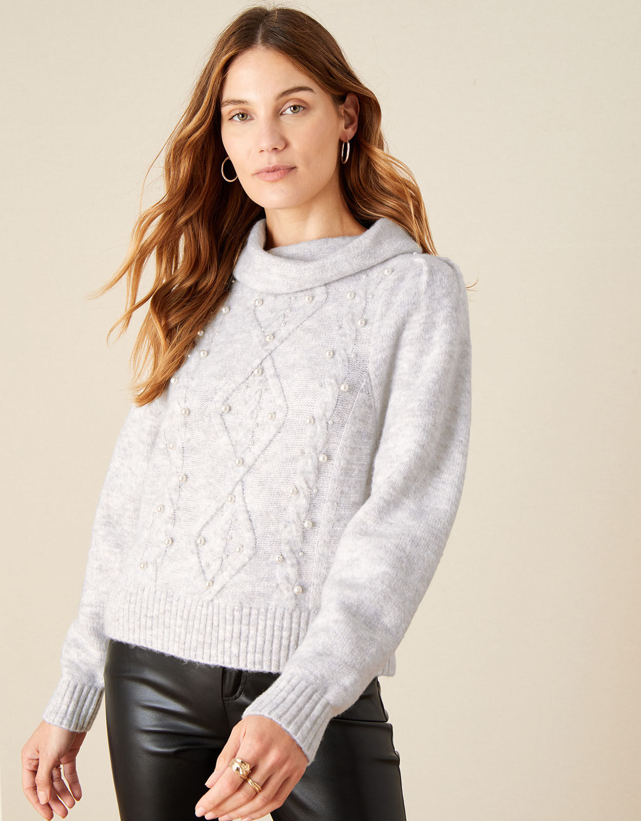 Grey cowl neck jumper clearance