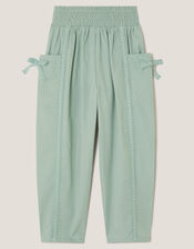 Lace Trim Barrel Trousers, Green (GREEN), large