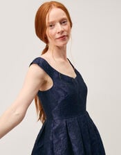 Juliana Floral Jacquard Midi Dress, Blue (NAVY), large