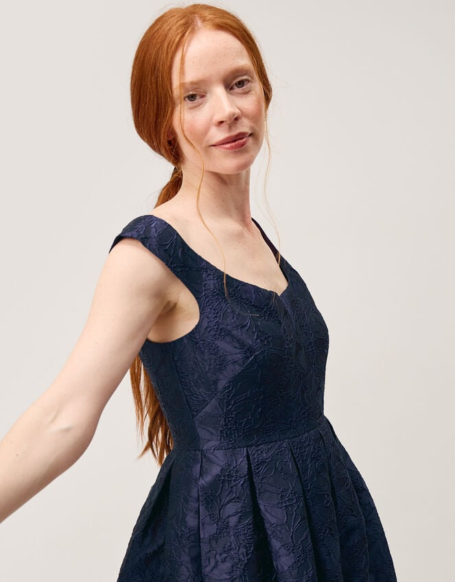 Juliana Floral Jacquard Midi Dress, Blue (NAVY), large