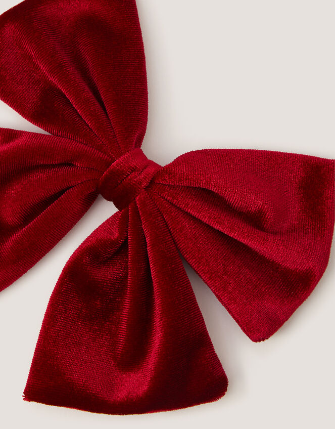 Velvet Bow Hair Clip, Red (RED), large