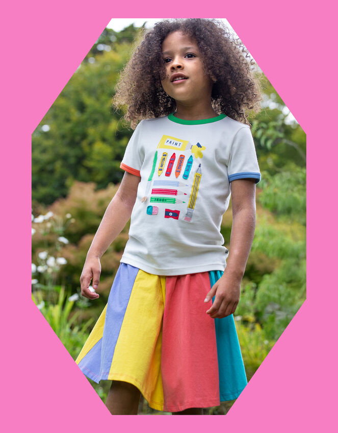 Frugi Rainbow Jersey Skirt , Multi (MULTI), large
