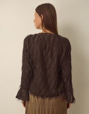 Tawn V-Neck Fringe Top, Brown (CHOCOLATE), large