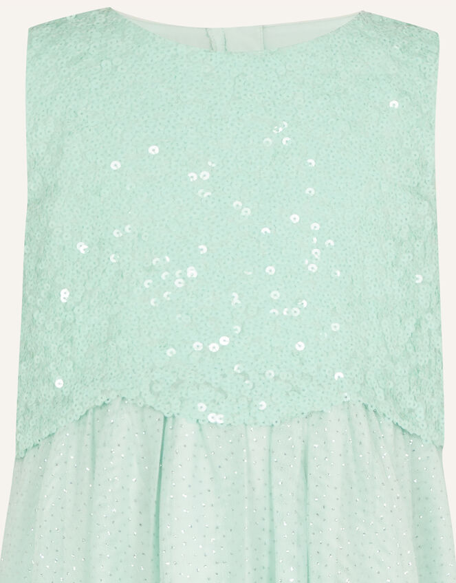 Betsy Sequin Scallop Dress, Green (MINT), large