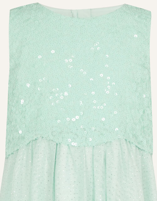 Betsy Sequin Scallop Dress, Green (MINT), large