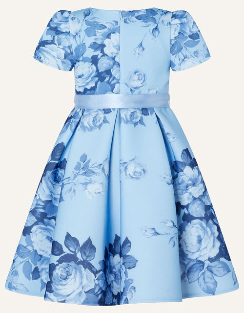 Summer Scuba Floral Dress, Blue (BLUE), large