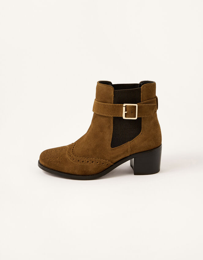 Sasha Suede Brogue Ankle Boots, Tan (TAN), large