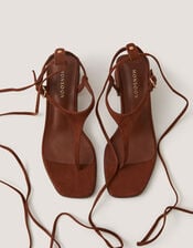 Hatty Toe Post Tie Strap Heels, Brown (CHOCOLATE), large