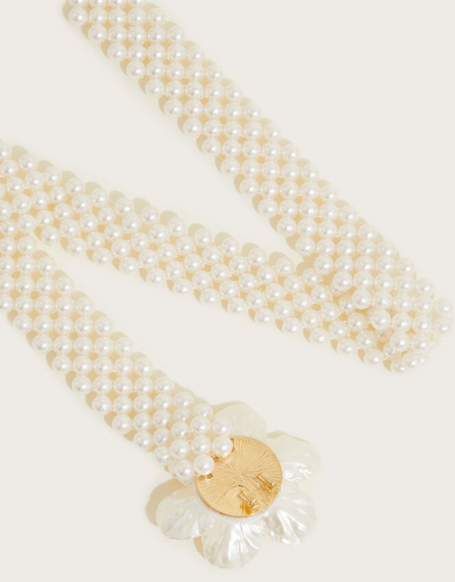Flower and Pearl Stretch Belt, , large