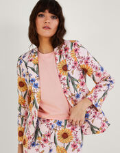 Leilah Sunflower Print Jacket with Sustainable Cotton, Pink (BLUSH), large