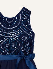 Nellie Geometric Sequin Jumpsuit, Blue (NAVY), large