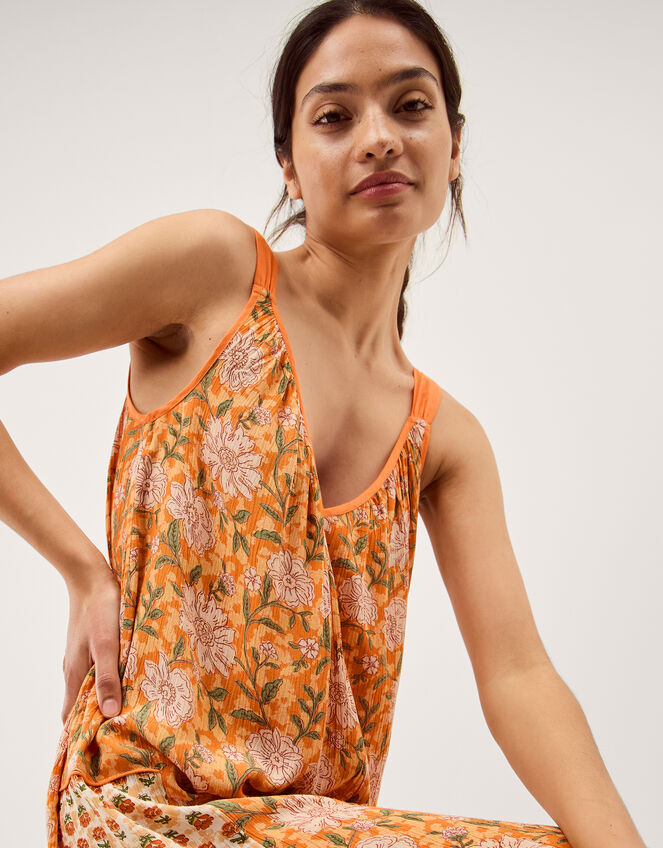 Carris Floral Print Jumpsuit, Orange (ORANGE), large