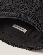 Rory Crochet Zip Pouch, Black (BLACK), large