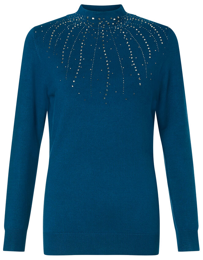 Hotfix Gem Yoke Jumper with LENZING™ ECOVERO™, Teal (TEAL), large
