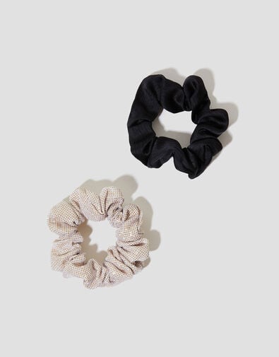 2-Pack Medium Mix Hair Scrunchies, Gold (GOLD), large
