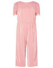 Lace Yoke Plisse Jumsuit, Pink (PINK), large