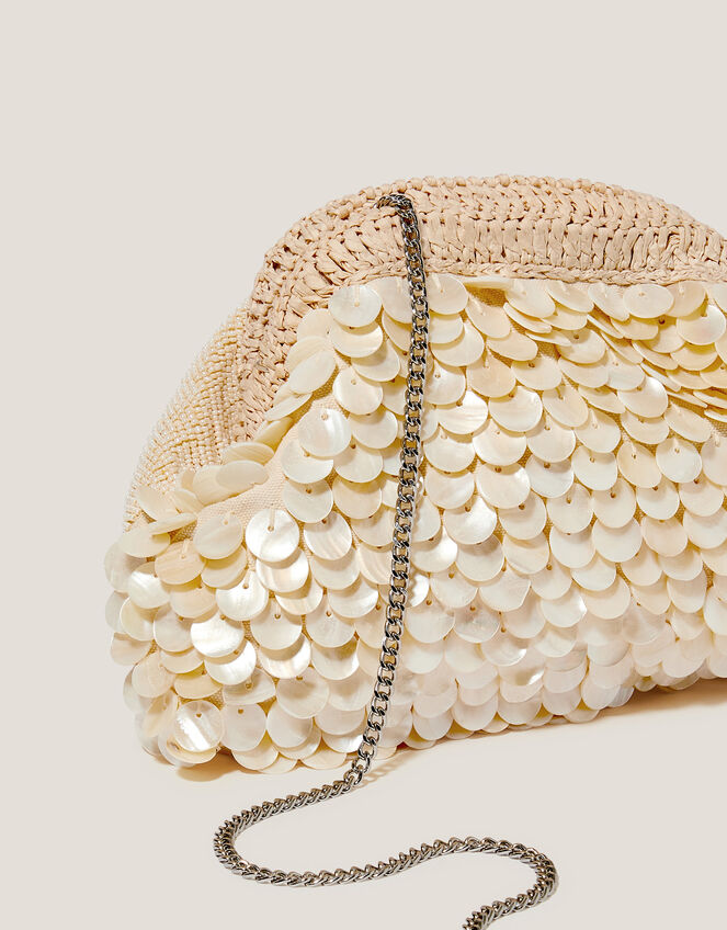 Saya Shell Embellished Clutch Bag, , large