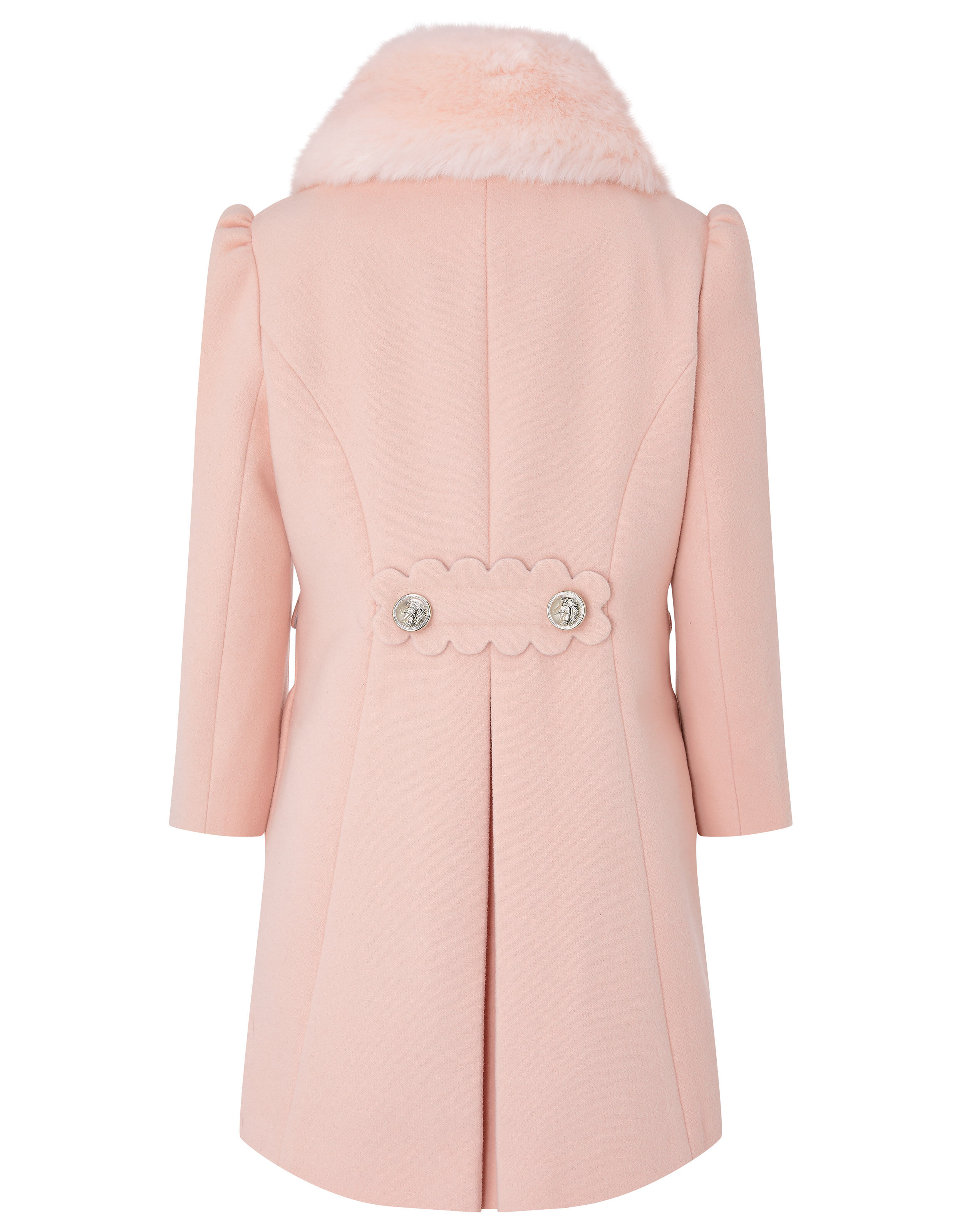 Scallop Trim Double Breasted Coat Pink
