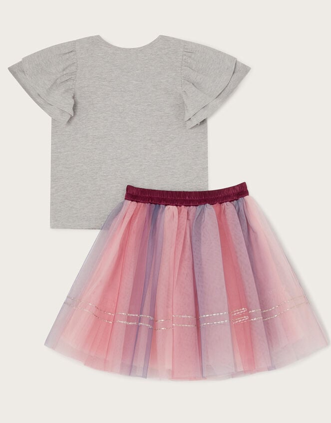 L'Amour Paris T-Shirt and Tulle Skirt Set, Grey (GREY), large