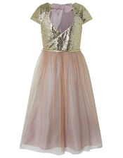 Kylie Gold Sparkle Tiered Prom Dress, Gold (GOLD), large