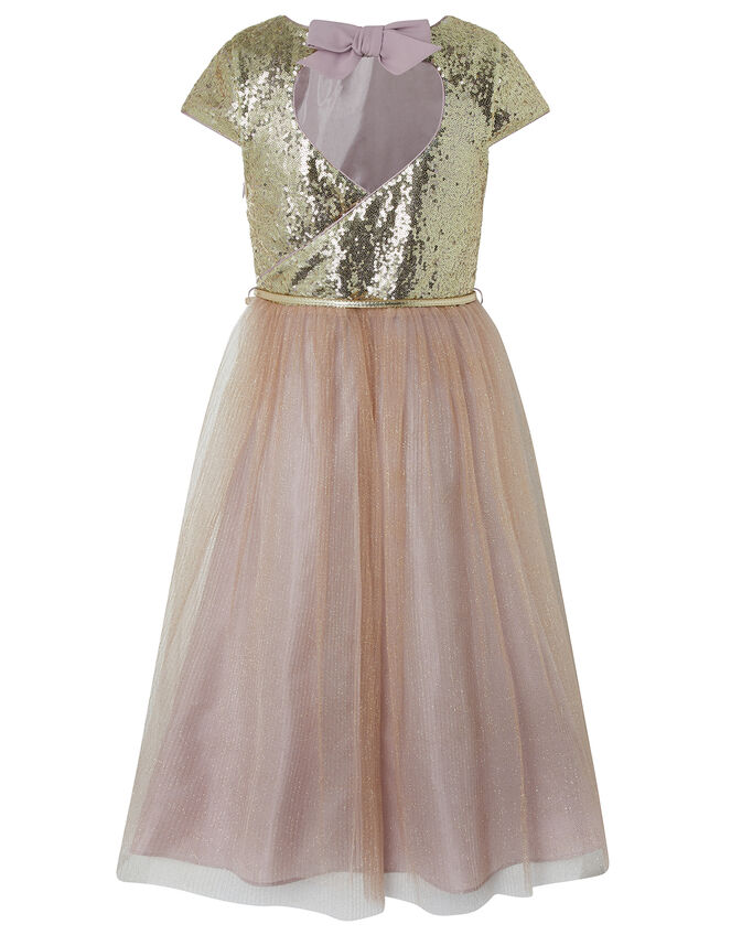 Kylie Gold Sparkle Tiered Prom Dress, Gold (GOLD), large