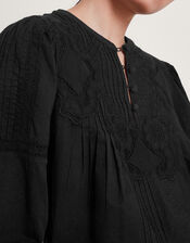 Larissa Lace Trim Top, Black (BLACK), large