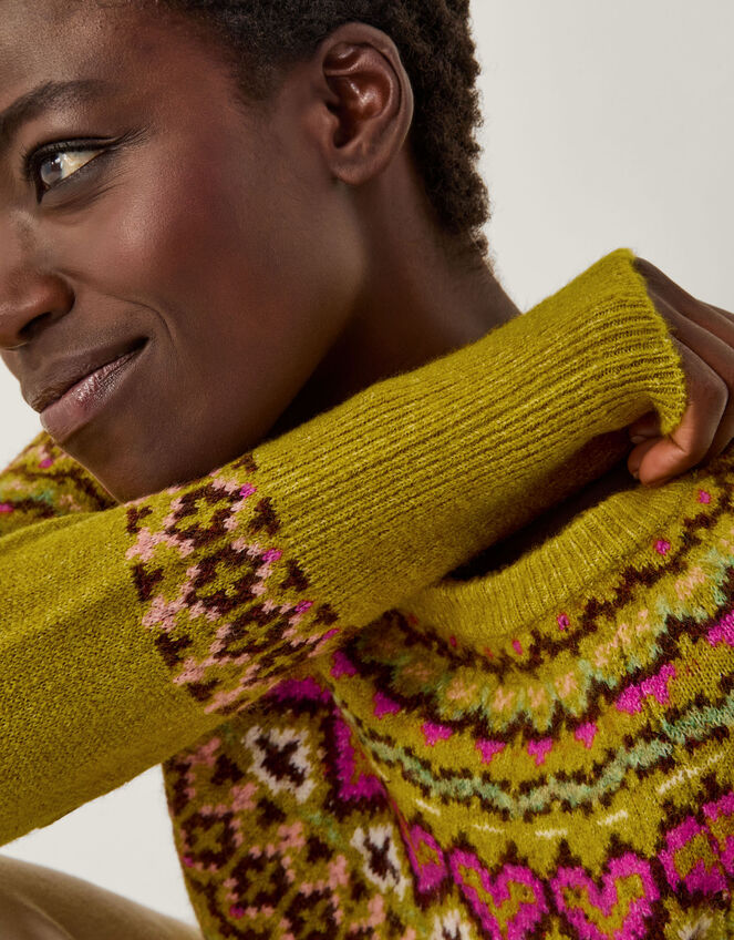 Floy Fair Isle Jumper, Green (OLIVE), large