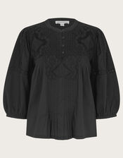 Larissa Lace Trim Top, Black (BLACK), large