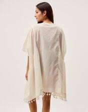 Astrid Tassel Embellished Mini Kaftan, White (WHITE), large