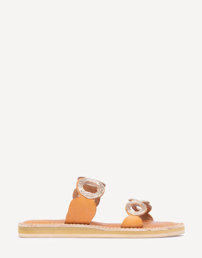 Laidback London Russet Beaded Leather Sandals, Silver (SILVER), large