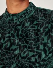 Fleur Devore Midi Dress, Teal (TEAL), large