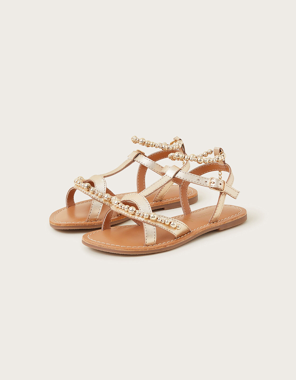 Leather top beaded sandals