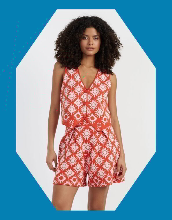 Chinti & Parker Sunflower Waistcoat, RED BRICK, large