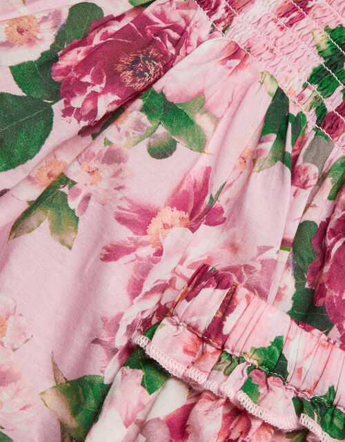 Newborn Floral Shirred Dress and Brief Set, Pink (PINK), large
