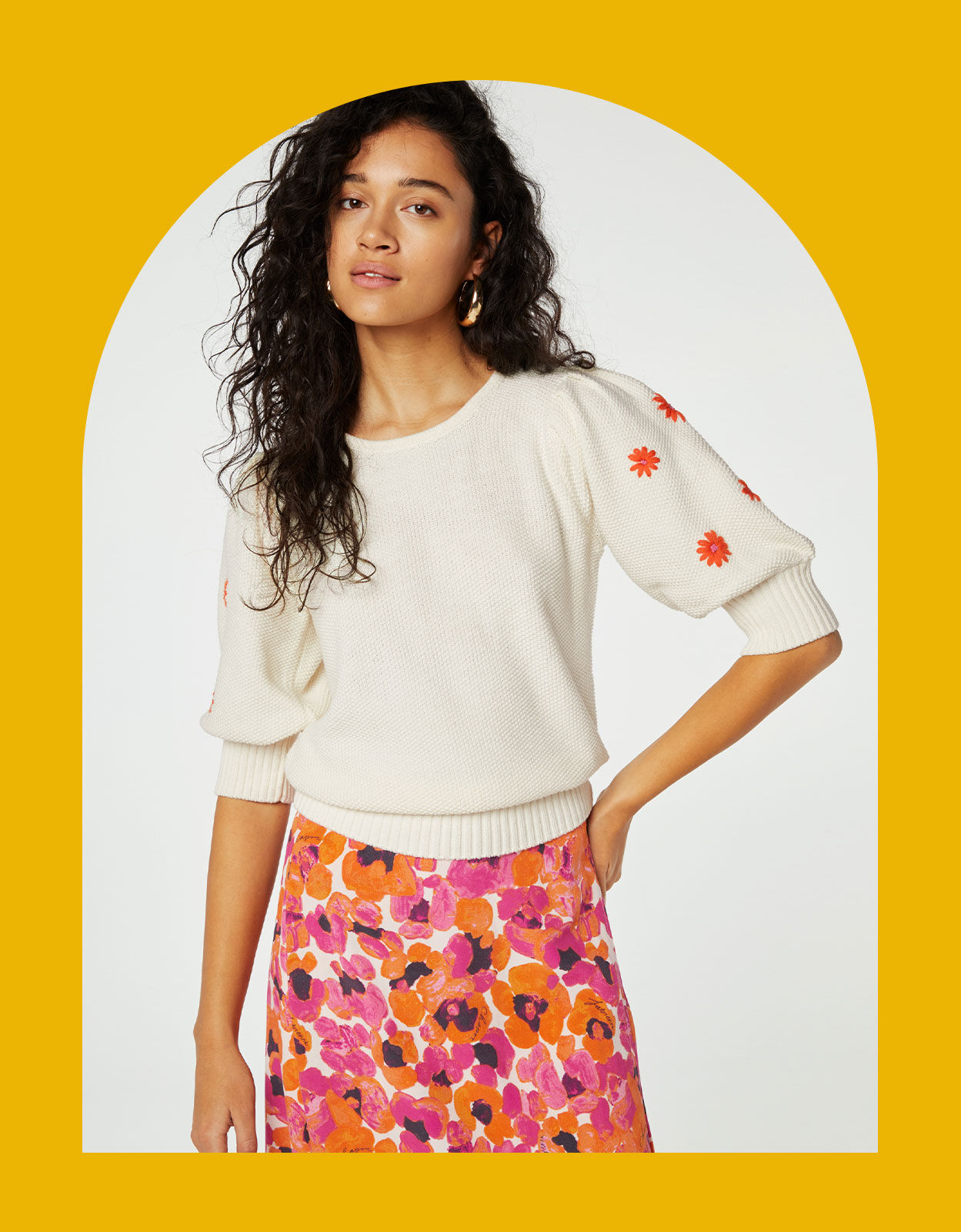 Short sleeve cream outlet jumper